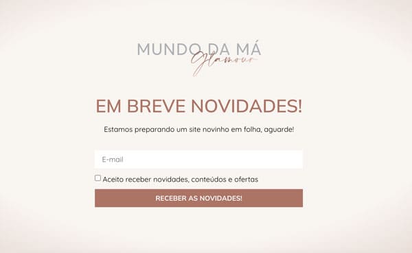 Em breve: Página que fica no ar até seu site ficar pronto