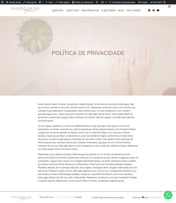 Política de Privacidade: Página obrigatória por conta da LGPD
